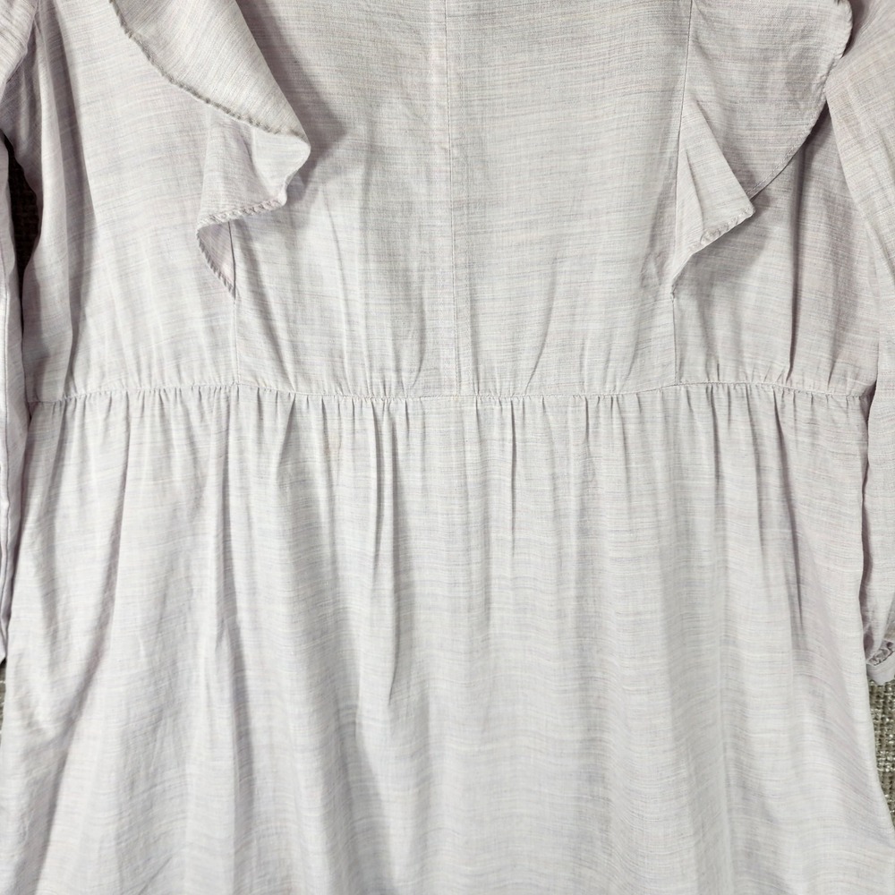 Madewell Long Sleeve Ruffle Dress Womens 10 Pale Lavender Cotton Blend Cottage - Picture 3 of 13